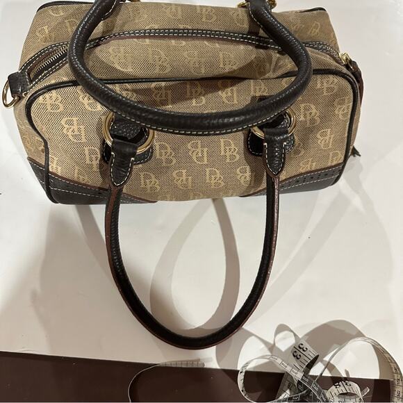 Vintage Dooney & Bourke Canvas Leather Satchel Shoulder Bag - Picture 3 of 16